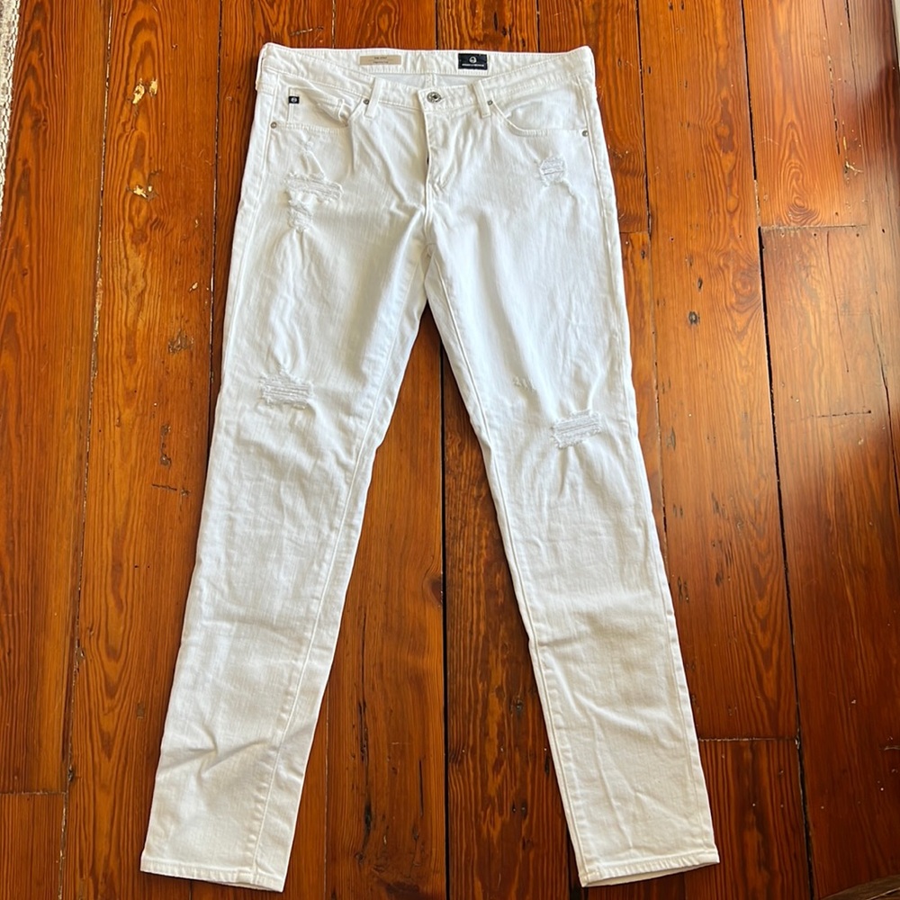 White distressed jeans by Adriano Goldschmied.  Size 29R